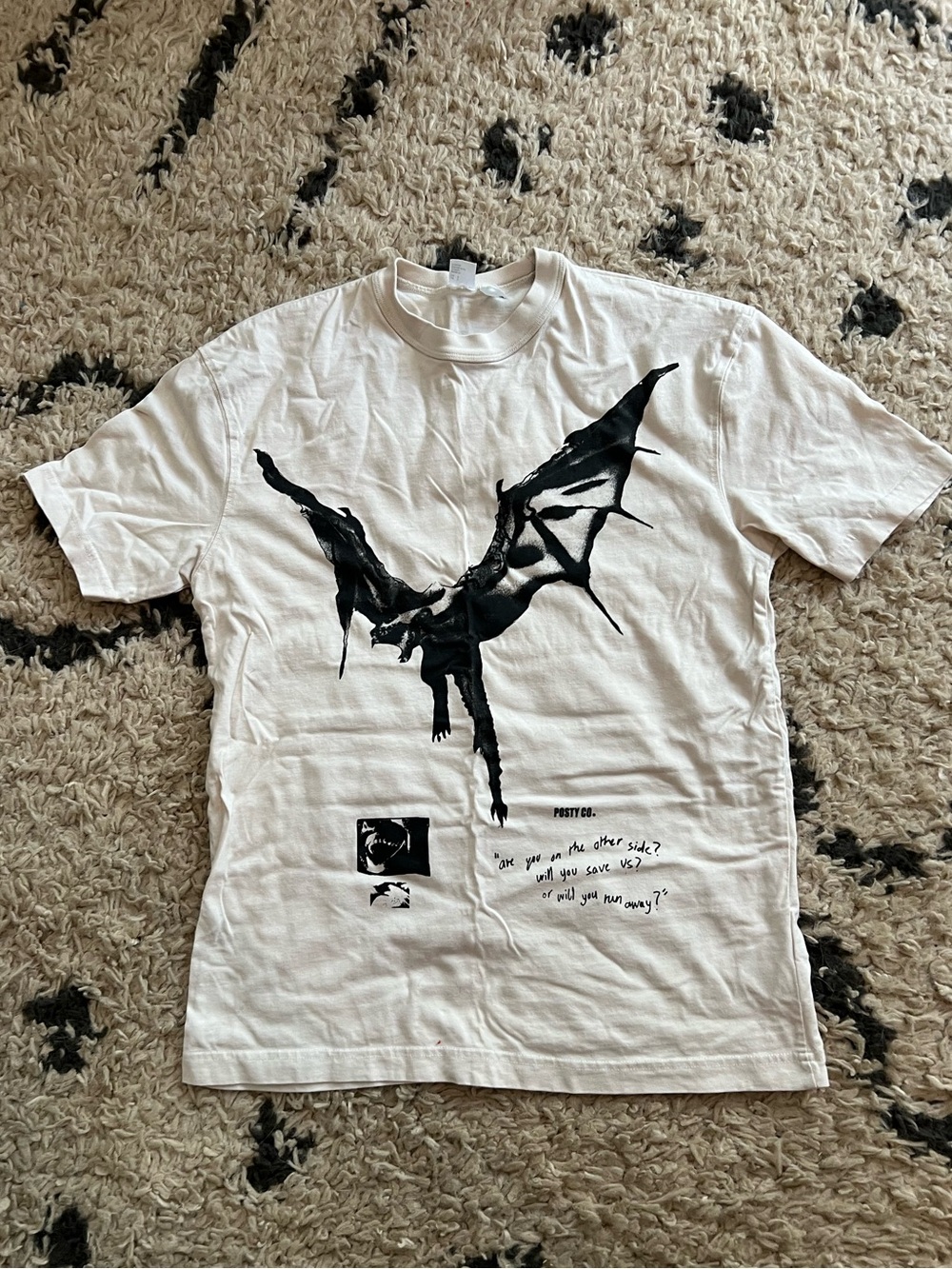 Posty Co Dragon Graphic Tee in Cream and Black